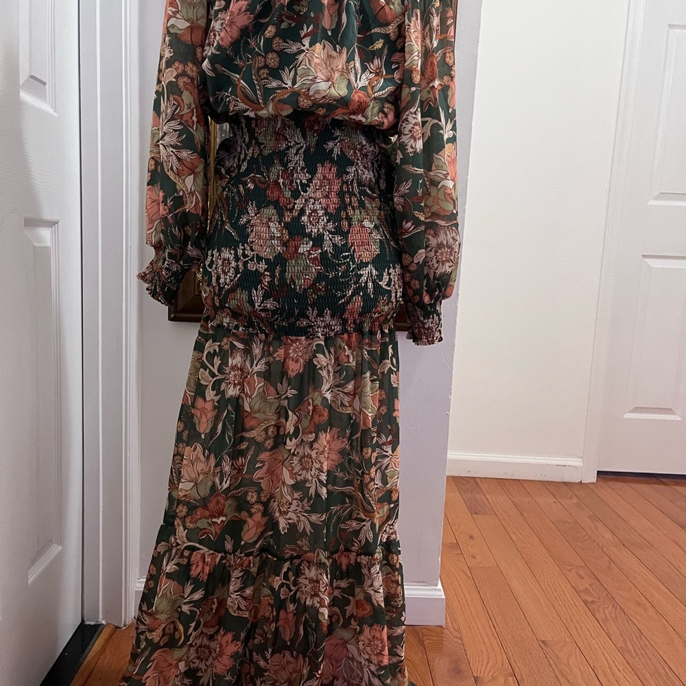 Flying Tomato Multicolored Ruffled Tiered Off-Shoulder Maxi Dress size M - Picture 5 of 11